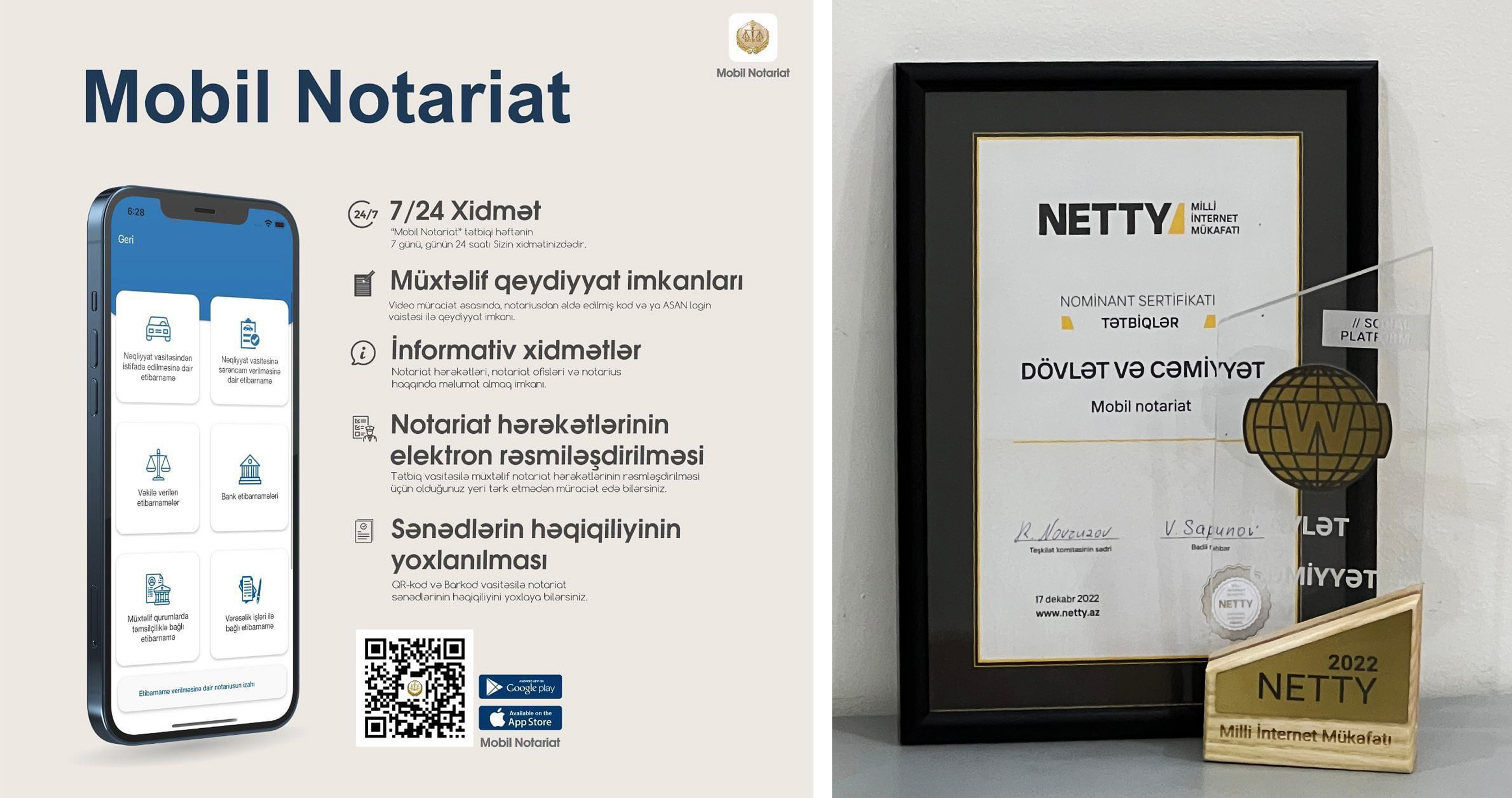“Mobil notariat” tətbiqi ən yaxşı tətbiq seçilib